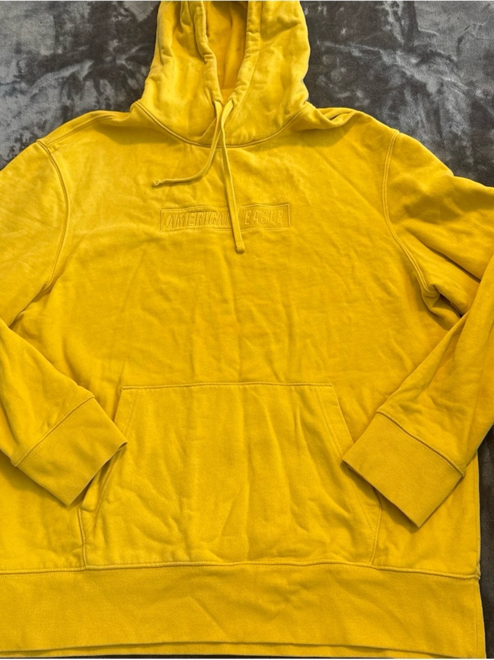 American Eagle Outfitters Bright Yellow Hooded Sweatshirt - Men's Pullover